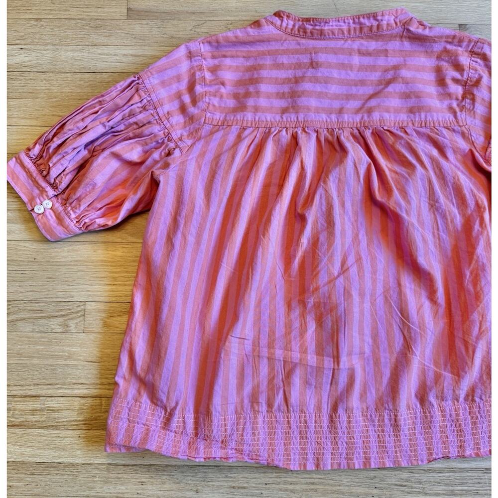 Anthropologie Darcey Striped Popover Swing Top Pink and Orange Cotton Women's S - Picture 12 of 14